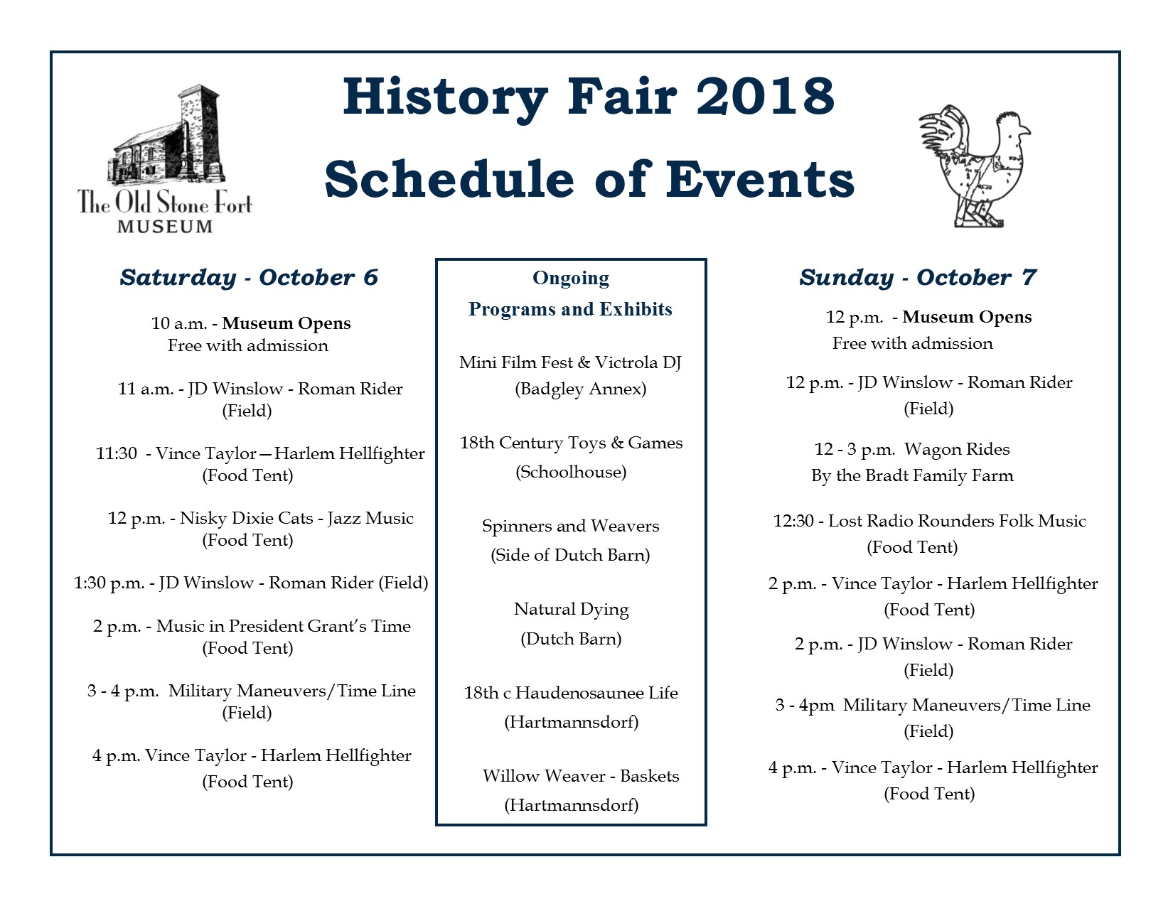 HF 2018 Schedule The Old Stone Fort Museum