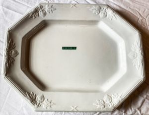 White octagon shaped platter.