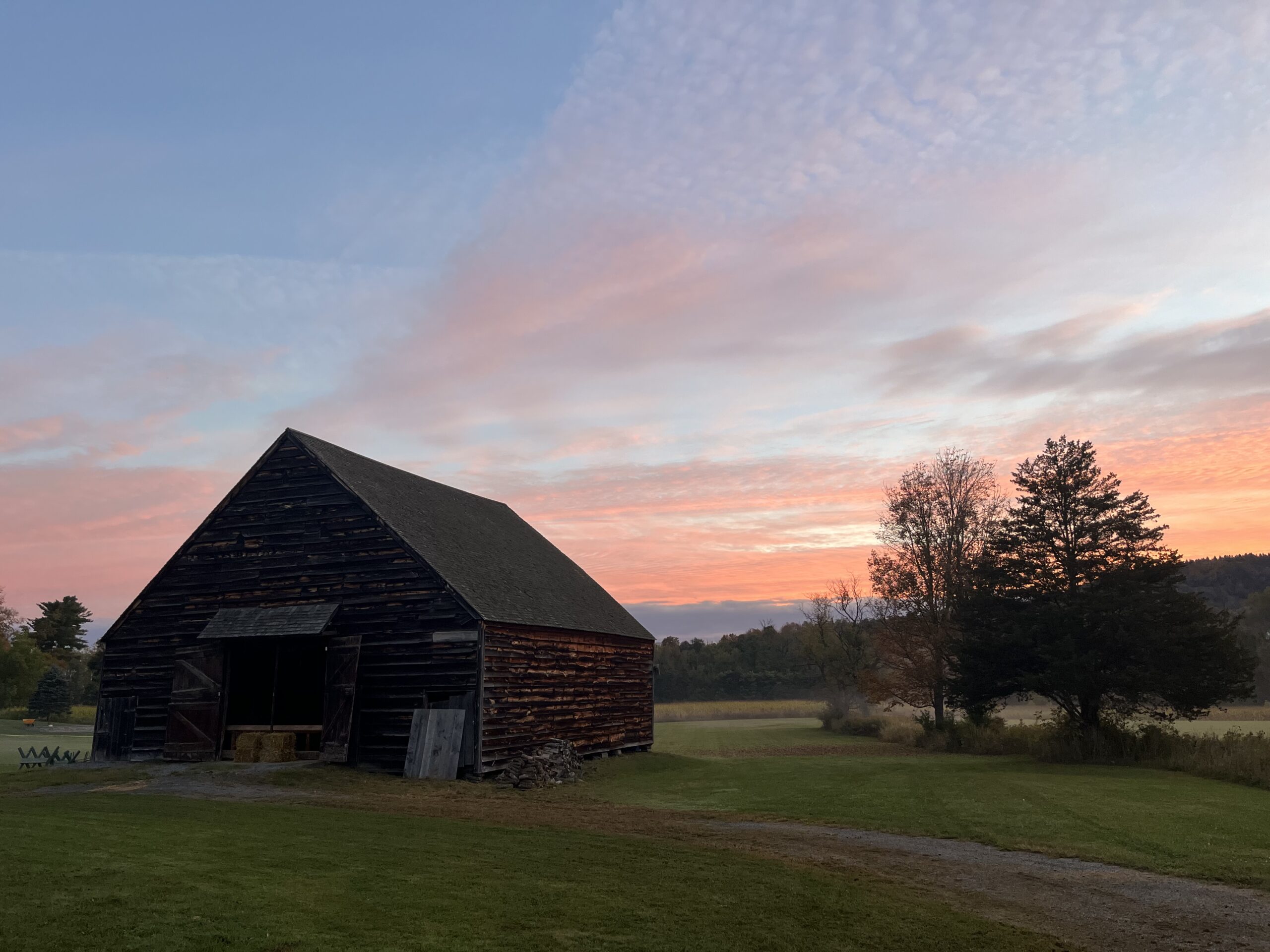 Dutch Barn during sunset.