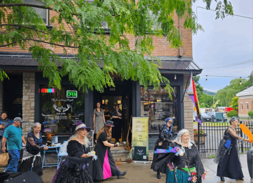 Crowd outside Wandering Mystic.