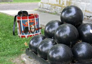 Mortars next to drum