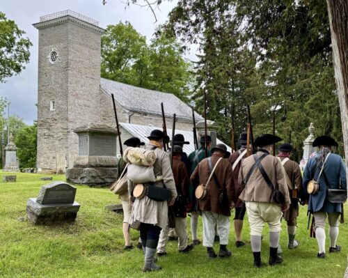 Militia in front of the Fort.