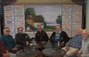 Group of guys being interviewed for a oral history recording.