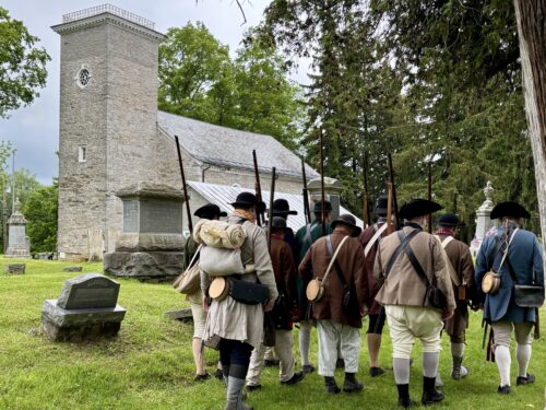 Militia group marching near the Fort.