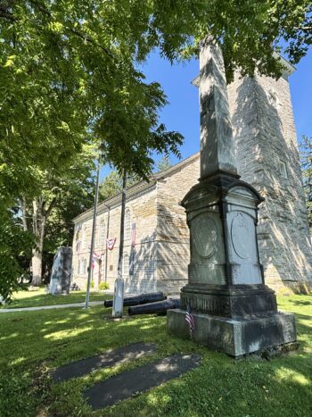 David Williams monument in front of the fort.